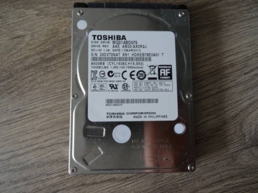 Zdjęcie oferty: Toshiba 750Gb 5.4K 8MB SATA II 2.5'' MQ01ABD075