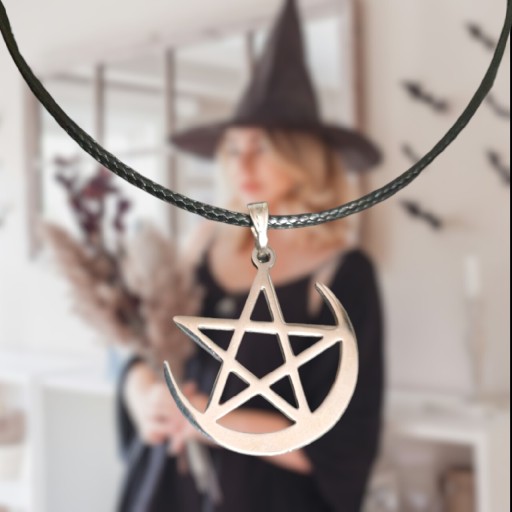 Zdjęcie oferty: Duży naszyjnik pentagram księżyc moon witch gothic