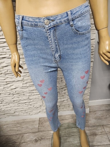 Zdjęcie oferty: Nowe spodnie jeansowe z sercami roz XL HIT push up