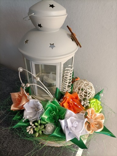 Zdjęcie oferty: Lampion Świecznik z kwiatami ozdoba prezent piękny