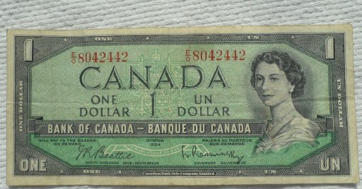 Zdjęcie oferty: Kanada 1 dolar 1954 Saskatchewan Beattie Rasminsky