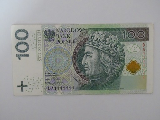 Zdjęcie oferty: 100 zł ZŁOTY NUMER 1111111 