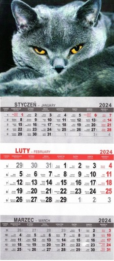 Zdjęcie oferty: kalendarz trójdzielny mały 2024