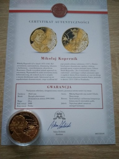 Zdjęcie oferty: Mikołaj Kopernik Wielcy Polacy Au 999