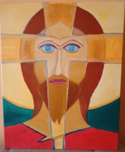 Zdjęcie oferty: Jezus Chrystus Pantokrator, obraz olejny,ikona