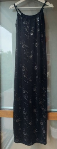 Zdjęcie oferty: Sukienka długa czarna S 36 welurowa