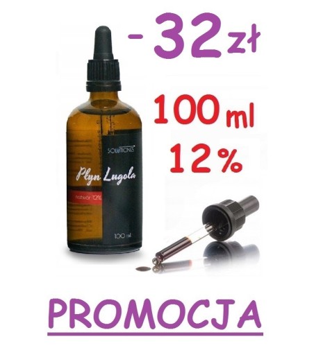 Zdjęcie oferty: PŁYN LUGOLA 12% 100ml JOD CZYSTY CZDA PIPETA 