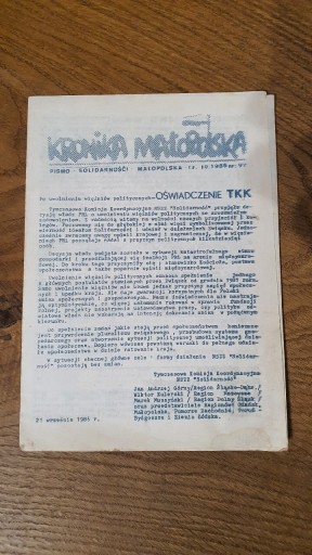 Zdjęcie oferty: Pismo Solidarności Kronika Małopolska z 1986 roku