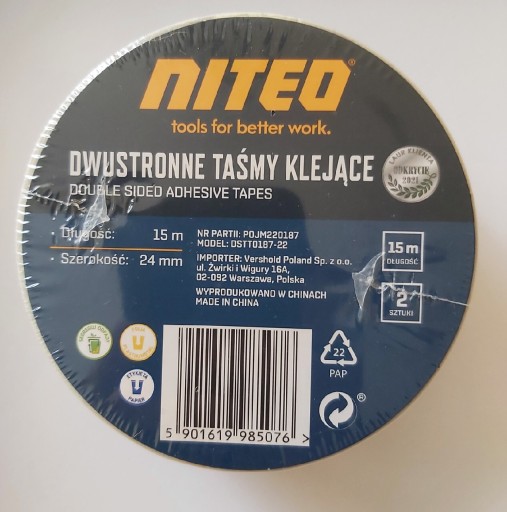 Zdjęcie oferty: Dwustronne taśmy klejące NITEO 2 szt.