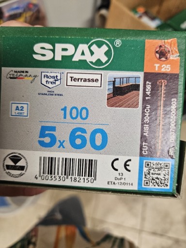 Zdjęcie oferty: Wkręt do deski tarasowej srebrne SPAX 5x60  op100