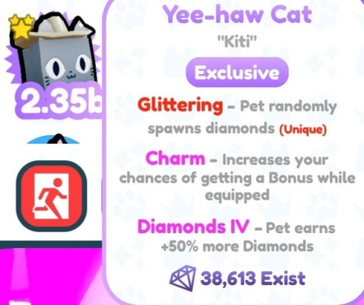 Zdjęcie oferty: Yee-haw cat EXCLUSIVE Pet Simulator X