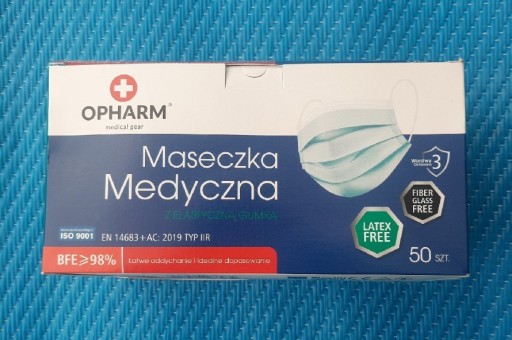 Zdjęcie oferty: Maseczka medyczna Opharm, 50 sztuk