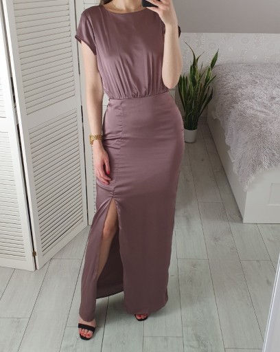 Zdjęcie oferty: Bubbleroom fioletowa satynowa sukienka maxi 36 S