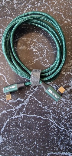 Zdjęcie oferty: KABEL KĄTOWY ALUMINIOWY TYP C - TYP C 5A 240W  2 M