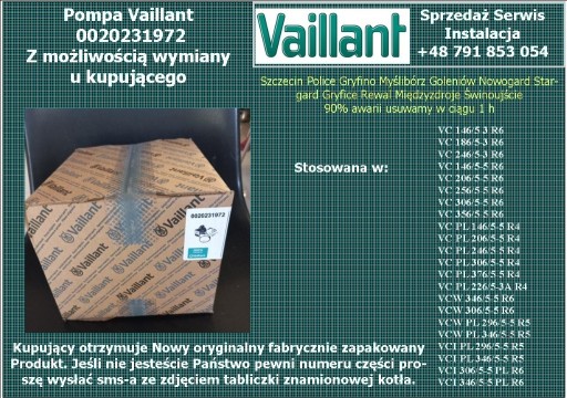 Zdjęcie oferty: Pompa Vaillant 0020231972  Nowa nieotwierana