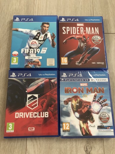Zdjęcie oferty: Gry PS4 SPIDERMAN, IRON MAN, DRIVECLUB oraz FIFA19