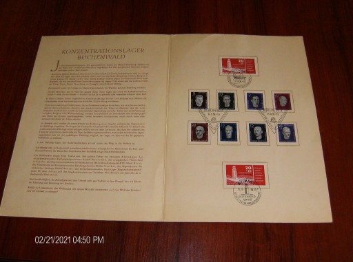 Zdjęcie oferty: Znaczki NRD 1958 wyd. okolicznościowe Buchenwald