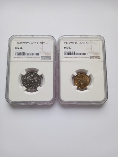 Zdjęcie oferty: 1 złoty i 5 groszy  1993  NGC MS 66 i 67 !!!