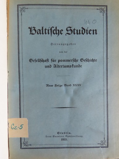 Zdjęcie oferty: Baltische Studien, Neue Folge, Band XXXV, 1933