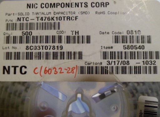 Zdjęcie oferty: 47uF 10V SMD Kondensator tantalowy typ C NC