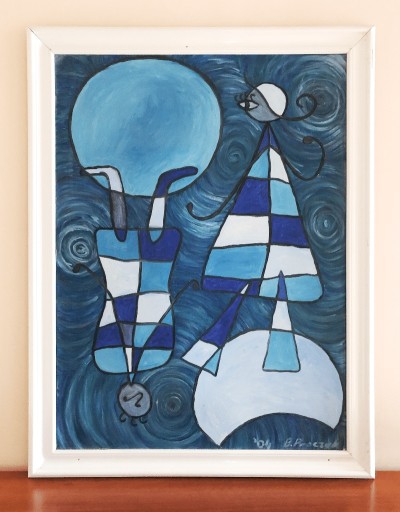 Zdjęcie oferty: Abstrakcja geometryczna 60x81 Niebieski