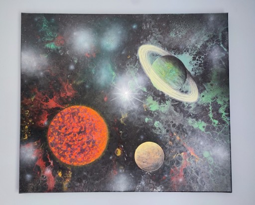 Zdjęcie oferty: Obraz ręcznie malowany Kosmos Abstrakcja 70x60
