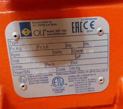 Zdjęcie oferty: Wibrator MVE 5000/3E-75A1