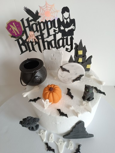 Zdjęcie oferty: Halloween wednesday tort duch kości nietoperz kot