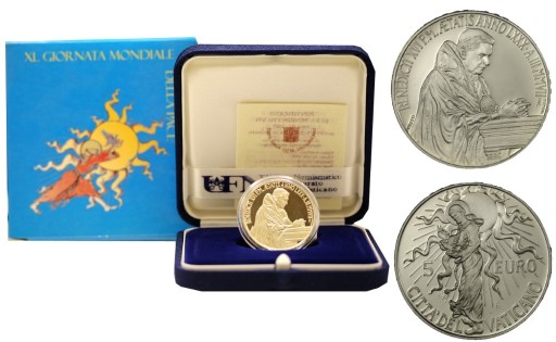 Zdjęcie oferty: Watykan srebrna moneta 5 euro PROOF, 2007