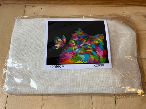 Zdjęcie oferty: obraz do malowania po numerach KOT i Motyl 40x50cm z ramą na PREZENT