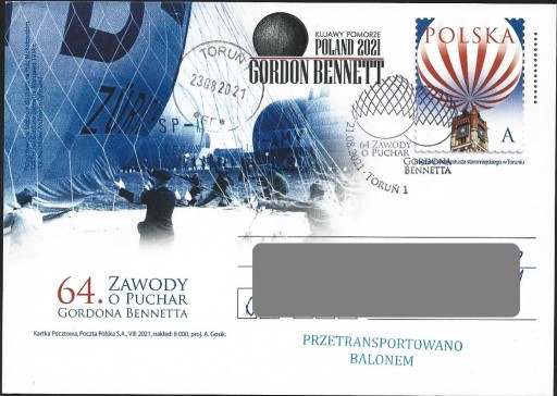 Zdjęcie oferty: Poczta Balonowa 64 Puchar Gordona Bennetta