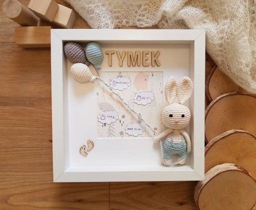 Zdjęcie oferty: Metryczka narodzin dziecka - błękitny króliczek
