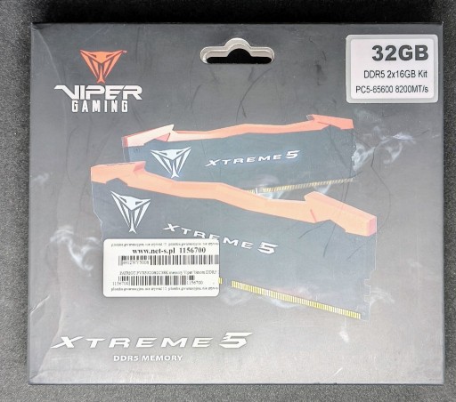 Zdjęcie oferty: Patriot Viper Xtreme DDR5 32GB (2x16GB) 8200MHz CL38 PVX532G82C38K