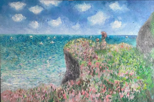 Zdjęcie oferty: Obraz olejny Claude Monet "Spacer przy klifie"