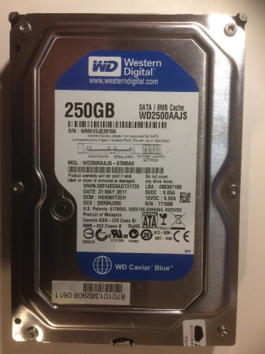 Zdjęcie oferty: Dysk SATA WD WD2500AAJS 250GB 3,5''