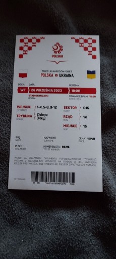 Zdjęcie oferty: Bilet Kolekcjonerski Polska - Ukraina