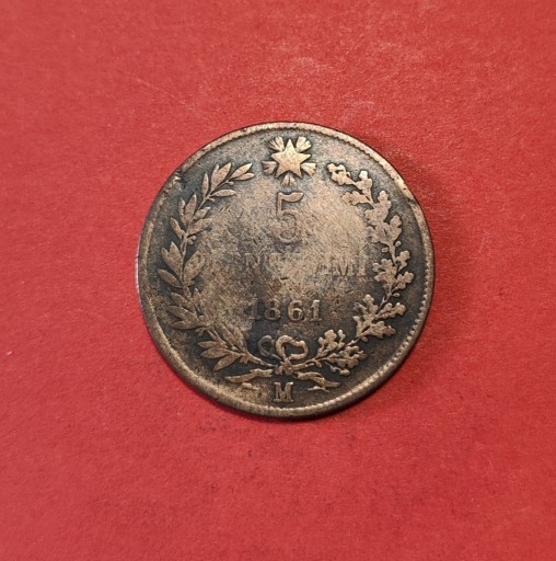 Zdjęcie oferty: Moneta 5 centesimi 1861, Włochy