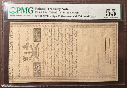 Zdjęcie oferty: 25 złotych 1794 - Seria B - PMG 55 - RZADKI