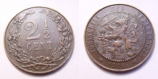 Zdjęcie oferty: Holandia 2,5 cent 1905 r.