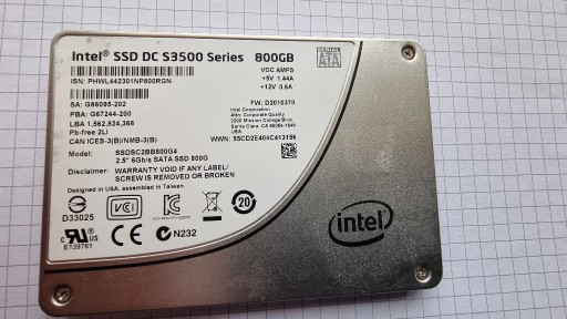 Zdjęcie oferty: Dysk SSD Intel DC S3500 800 GB SATA III 2,5" 