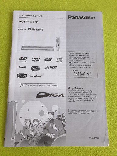 Zdjęcie oferty: Instrukcja - nagrywarka DVD Panasonic DMR-EH55
