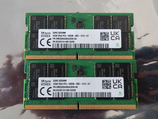 Zdjęcie oferty: SO DIMM DDR5 2x32GB 5600MT/s CL46 / pamięci RAM SK Hynix HMCG88AGBSA095N 