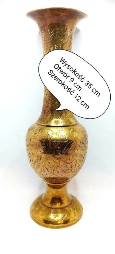 Zdjęcie oferty: Mosiężny wazon Vintage ręcznie grawerowane