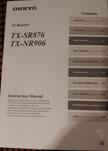 Zdjęcie oferty: Instrukcja amplitunerów ONKYO TX-SR906/876