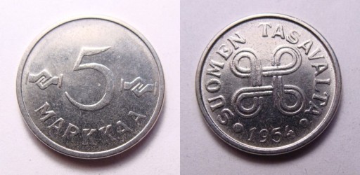 Zdjęcie oferty: Finlandia 5 markka 1954 r.