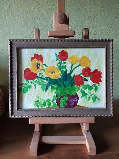 Zdjęcie oferty: Obrazek ręcznie malowany tulipany, farby akrylowe