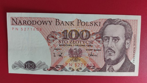 Zdjęcie oferty: Banknot 100 zł z 1988r, Seria PN