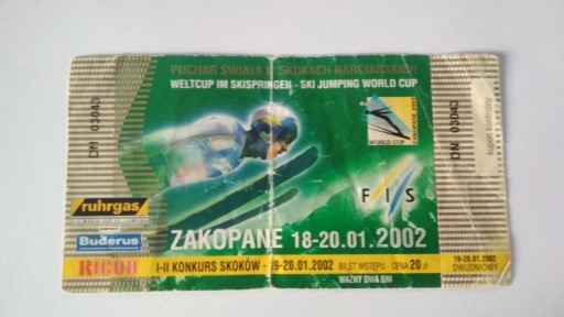 Zdjęcie oferty: Bilet skoki narciarskie Zakopane 2002 r.