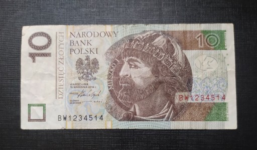 Zdjęcie oferty: Banknot 10 złotych unikalny numer BW1234514
