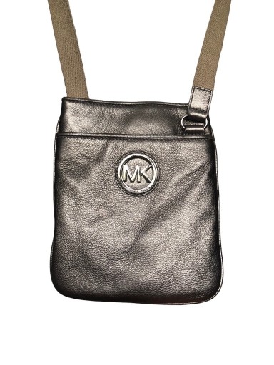 Zdjęcie oferty: Skórzana listonoszka Michael Kors, srebrna, logo